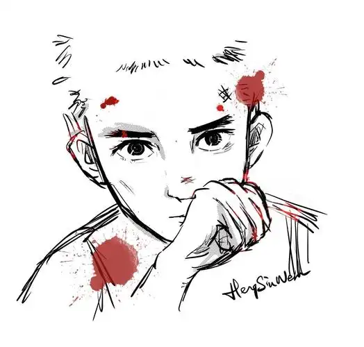 粉丝绘制易烊千玺寸头造型双眼炯炯有神