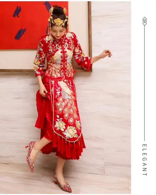 秀禾服婚鞋女2020年新款红色中式结婚鞋子新娘鞋红秀禾鞋高跟红鞋