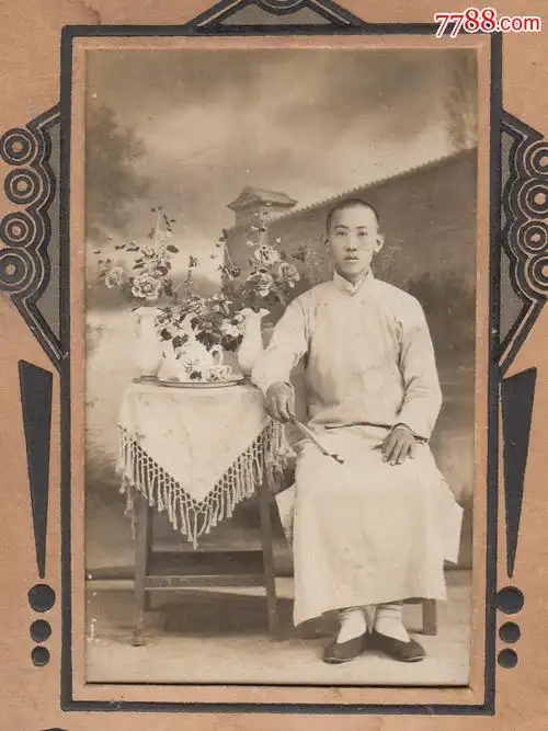 民国男子穿长衫照片-au11971029-老照片-加价-7788收藏__中国收藏热线
