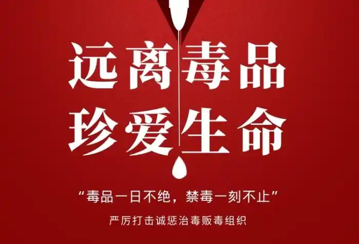 禁毒公益宣传红色简约印刷海报