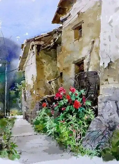 国内水彩画家吴昌文作品欣赏古镇篇六