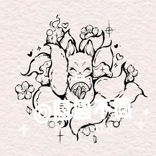 客稿 可爱九尾狐抱着水晶占卜球96神秘感满满#九尾狐纹身  #占卜