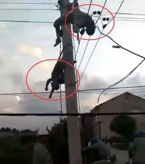 两电工抢修电缆触电倒挂电杆!1人当场死亡!