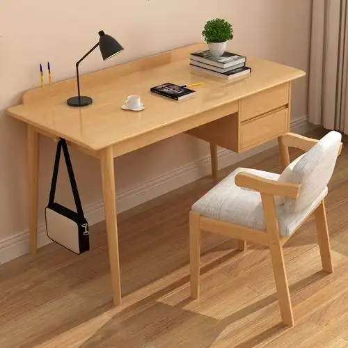 北欧实木书桌日式写字台简约现公桌家用卧室台式学生电脑桌