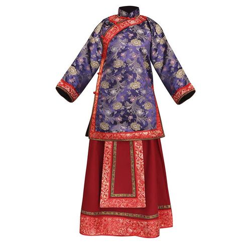 彤瑛秀禾服女中式婚礼喜娘装 民国太太复古 新中式全套明清服装 蓝色