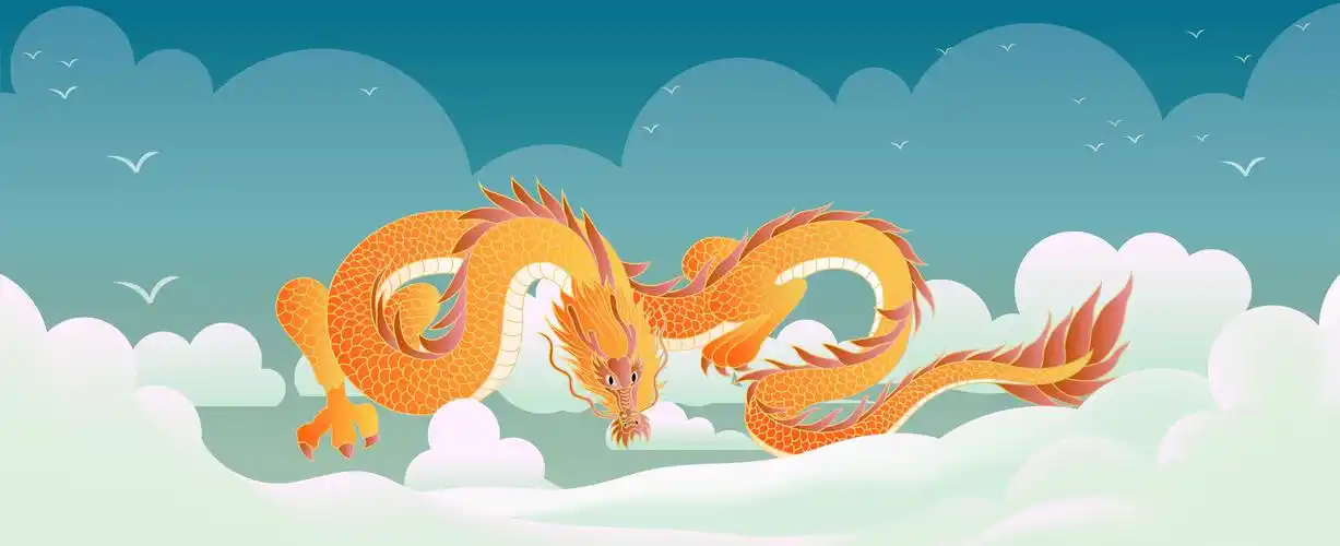 龙匍匐在地平线上矢量插画 - 歹歹鼠 - 原创作品 - 视觉中国(shijueme