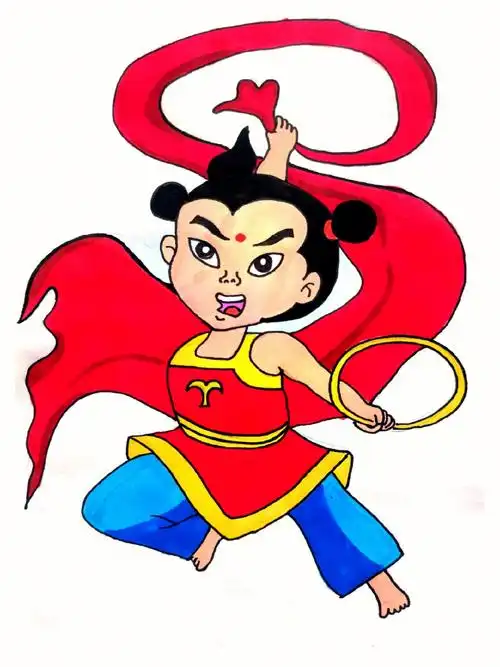 哪吒简笔画,小时候最爱看的动画片之一