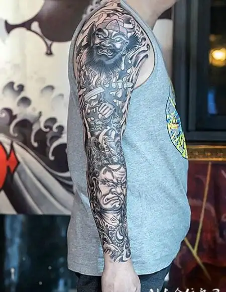 钟馗不动明王拼接花臂