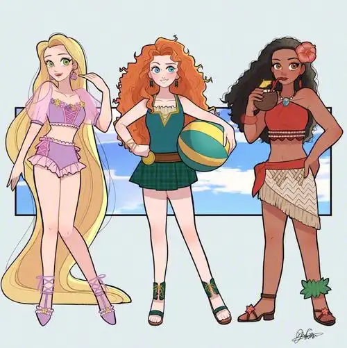 99迪士尼公主的夏日9078907890穿上礼服同款泳衣长发公主