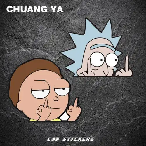 瑞克和莫蒂后挡风玻璃车尾装饰 小贴-莫蒂竖中指半头13*11cm【图片