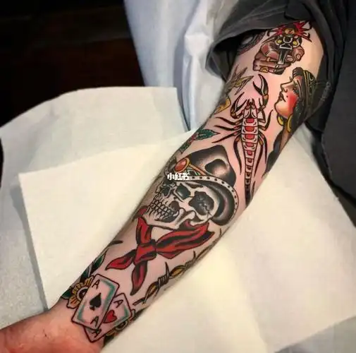 oldschool彩色拼接花臂