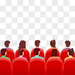 卡通扁平坐着的观众背影插画元素