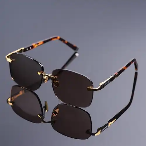 纯天然水晶眼镜男士款高档正品无框切边养眼清凉太阳镜大号石头镜