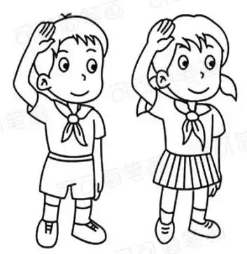 少先队员敬礼铅笔画图