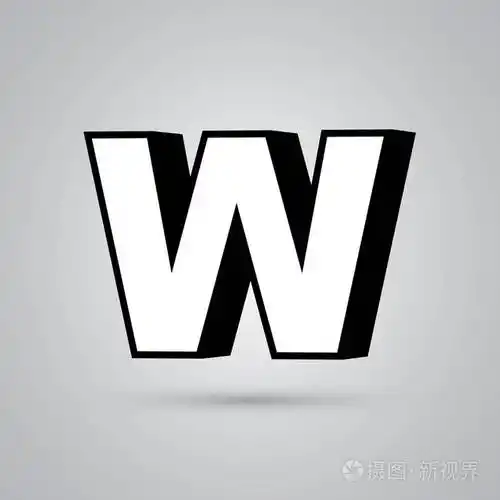 的白色三维矢量字母w大写在白色背景上有光反射和阴影隔离的光泽字体