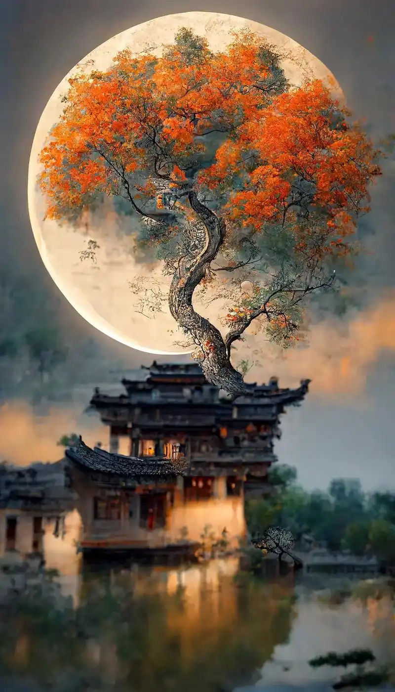 用你现有文化描述此景#国风古韵 #国画 #唯美意境 #人间仙 - 抖音