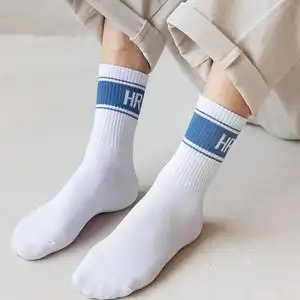 纯棉条纹彩虹中长筒毛巾底袜子运动冬季防臭吸汗加厚白袜gay1人付款