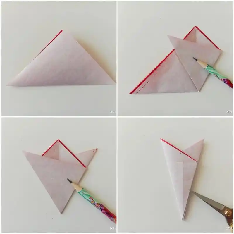 六角折,剪纸——花环【图文教程】 82今天来分享一个六角折剪的剪纸