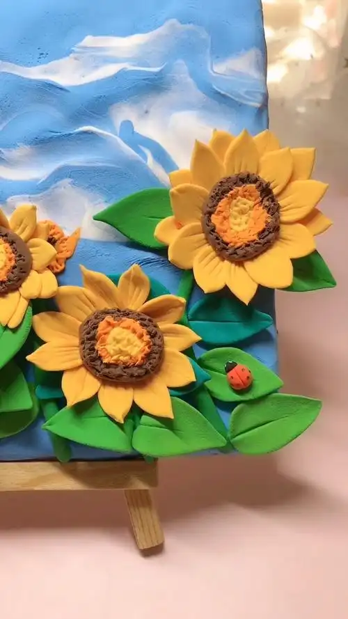 粘土向日葵立体画