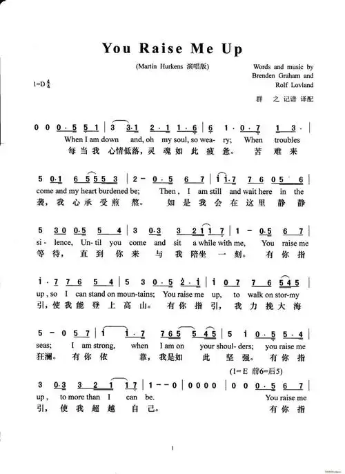 【我的音乐】/【英文经典歌曲】you raise me up 你鼓舞了我 ● 美篇