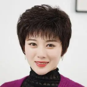40岁50岁中年妈妈假发女短发真发全真人发时尚减龄蓬松卷发全头套