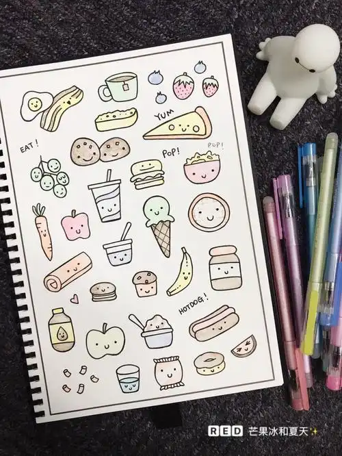 小红书手帐简笔画食物
