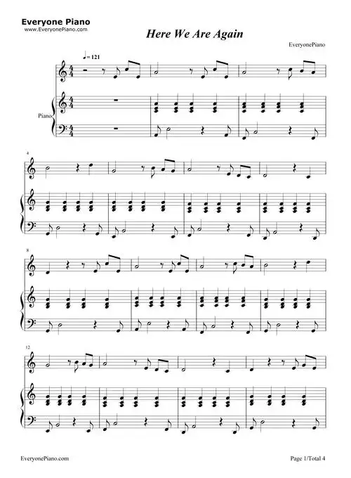 here we are again-三声部-喜剧之王插曲五线谱预览1