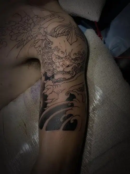 半甲_纹身图案手稿图片_淄博福甜的纹身作品集