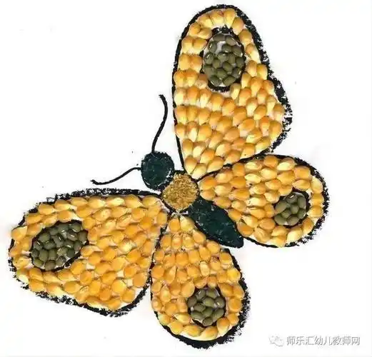 蝴蝶图动物图熊猫图大公鸡图粮食拼贴小鸟豆子粘贴小雏菊