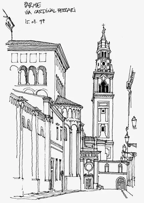 消失点建筑群简笔画英国伦敦著名建筑简笔画简笔画 手绘 素描 线稿