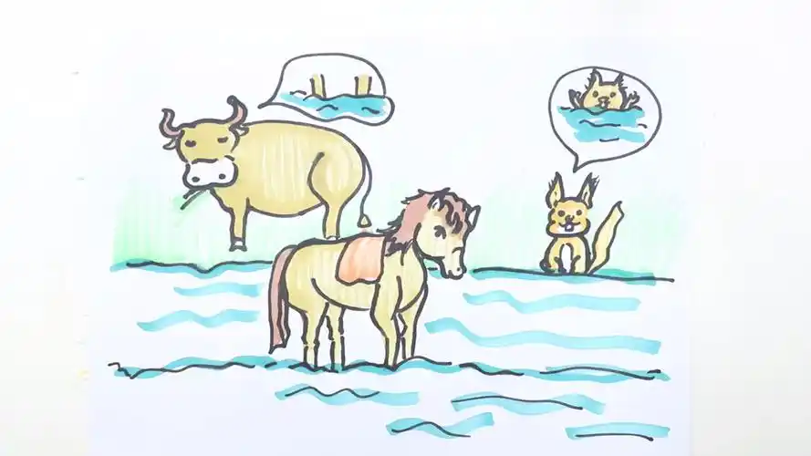 小马过河简笔画