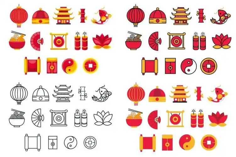 简约大气的中国风中国元素矢量图标素材