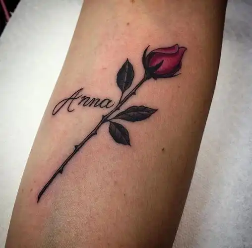 玫瑰花字母纹身手稿