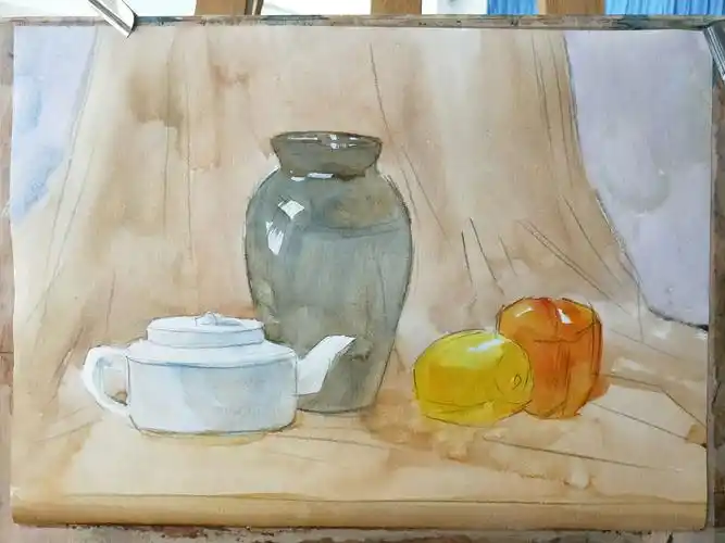 郑洪明基础水彩静物写生作品及示范步骤