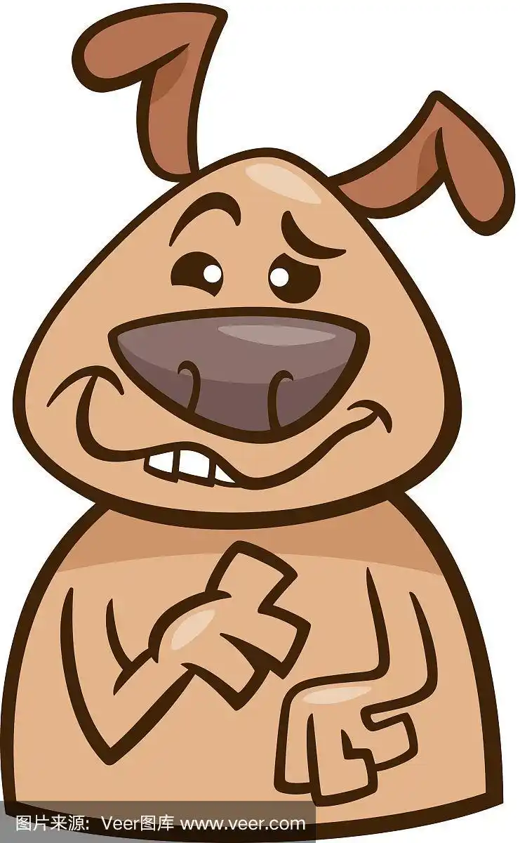 心情傻乎乎的狗卡通插图