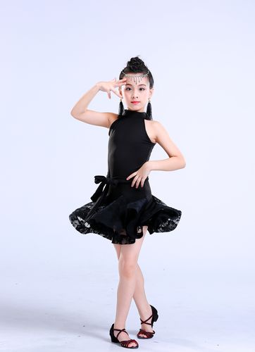 新款儿童拉丁舞裙夏女孩练功舞蹈服装标准专业拉丁舞练习套装