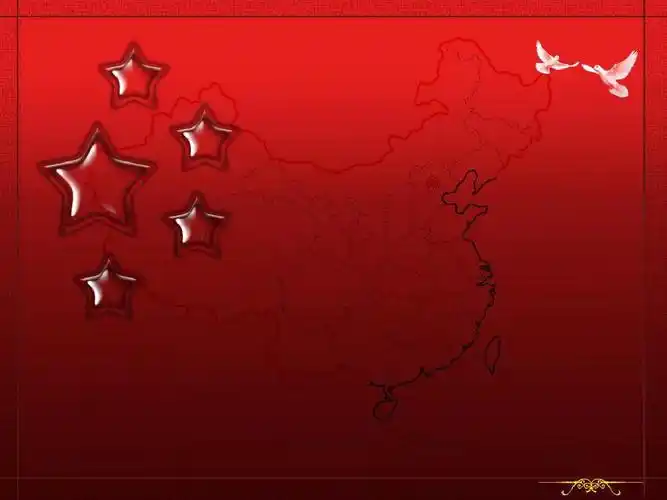红色中国版图背景风格图案ppt模板