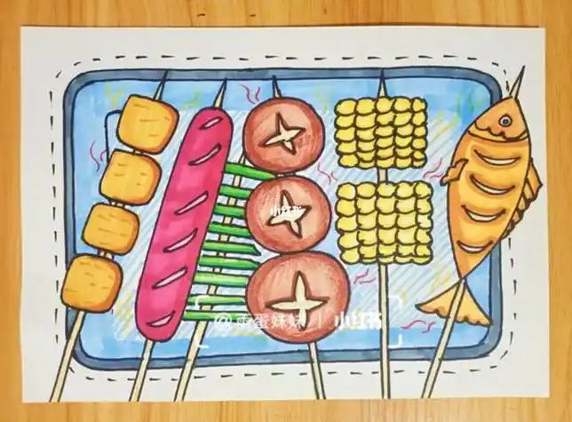 幼儿园烧烤烤串简笔画
