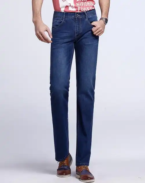 男款深蓝色弹力简约时尚牛仔裤裤