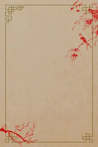 简约素雅带边框工笔画背景