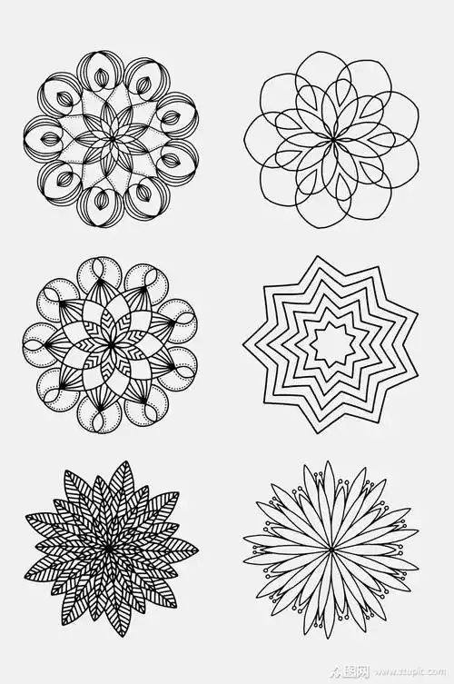 创意黑白花纹设计元素素材