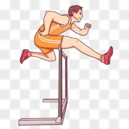 手绘卡通运动员跨栏免抠素材