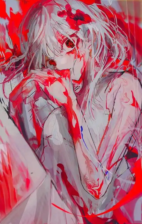 充满压抑感的二次元人物插画人物带了阴郁病娇的魅惑特质