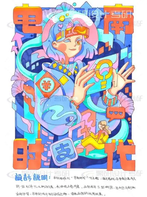 视觉传达设计考研海报手绘"电商时代"