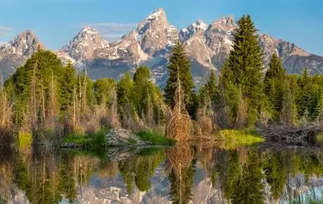 【3840x2160】森林,高山,湖畔,大提顿国家公园4k风景壁纸