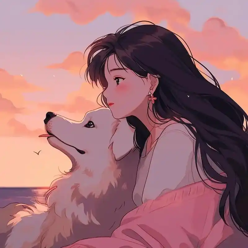 女孩头像.带上你的狗狗去海边吹吹风 #优质头像 #女生头像  - 抖音