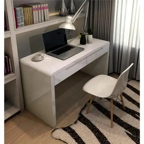 电脑桌现代简约白色钢琴烤漆小户型闪电客卧室写字台家用台式办公书桌
