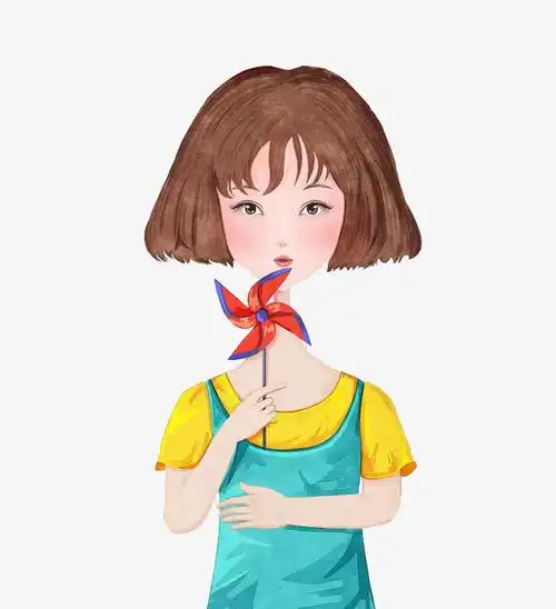 关键词 : 水彩,女孩,短发,卡通,装饰,风车
