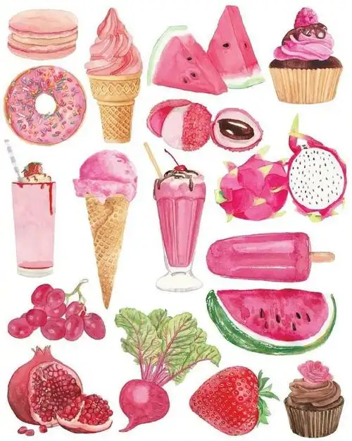 09:13:45水彩手帐美食素材 插画师|sara 67676767手绘 - 食物