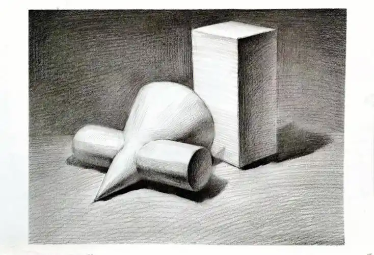 组合几何体素描示范步骤